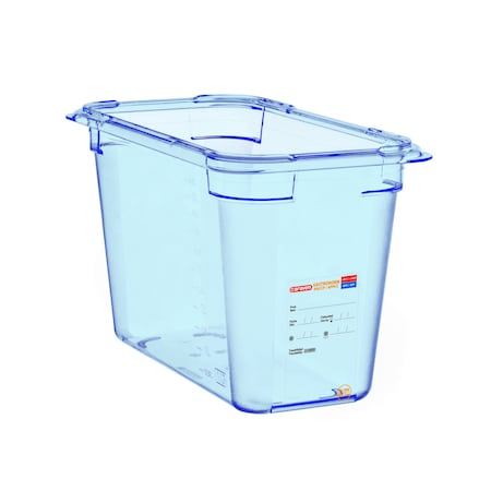 Araven FOOD PAN BPA-FREE GN1/3, 7qt BLUE TRANSPARENT, 12 3/4"X 6 7/8" X 8" 07831
